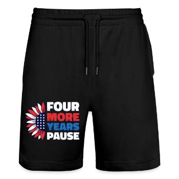 Vier weitere Jahre, Pause - Lustiges Biden-Zitat - Stanley/Stella Unisex Bio Joggingshorts Trainer  - Schwarz - Vorne - Nik (191cm) & Marisol (170cm)