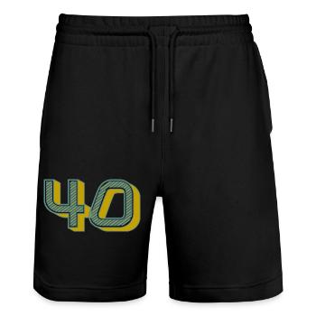 40. 40 YEARS. 40th ANNIVERSARY. 40 YEARS ANNIVERSARY. - Stanley/Stella Trainer Unisex Organic Jogging Shorts - black - Front - Nik (191cm) & Marisol (170cm)