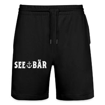 Seebär Seefahrer Kapitän Seemann Norddeutschland - Stanley/Stella Unisex Bio Joggingshorts Trainer  - Schwarz - Vorne - Nik (191cm) & Marisol (170cm)