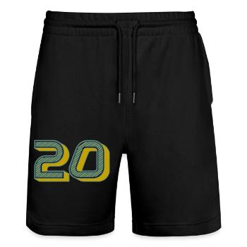 20. 20 JAHRE. 20-JÄHRIGES JUBILÄUM. 20-JÄHRIGES JUBILÄUM. - Stanley/Stella Unisex Bio Joggingshorts Trainer  - Schwarz - Vorne - Nik (191cm) & Marisol (170cm)