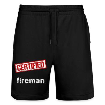 Feuerwehrmann - Stanley/Stella Unisex Bio Joggingshorts Trainer  - Schwarz - Vorne - Nik (191cm) & Marisol (170cm)