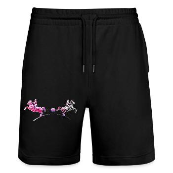 Magdeburger | Magdeburg | Halbkugel-Experiment - Stanley/Stella Unisex Bio Joggingshorts Trainer  - Schwarz - Vorne - Nik (191cm) & Marisol (170cm)