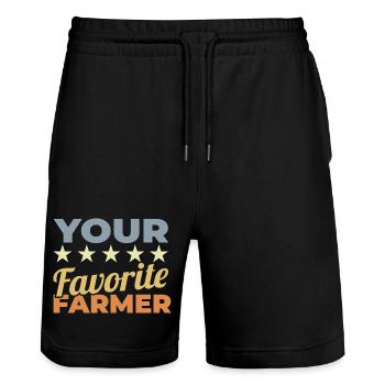 Bester Landwirt - Stanley/Stella Unisex Bio Joggingshorts Trainer  - Schwarz - Vorne - Nik (191cm) & Marisol (170cm)