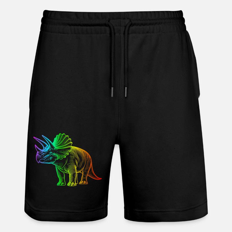 Regenbogen-Triceratops-Dinosaurier - Stanley/Stella Unisex Bio Joggingshorts Trainer  - Schwarz