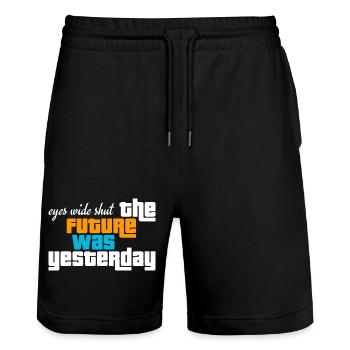 future past eyes wide shut - Stanley/Stella Trainer Unisex Organic Jogging Shorts - black - Front - Nik (191cm) & Marisol (170cm)