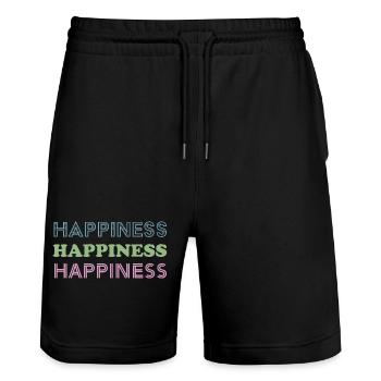Happiness Trio Pastel Letters - Stanley/Stella Trainer Unisex Organic Jogging Shorts - black - Front - Nik (191cm) & Marisol (170cm)