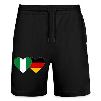 Drapeau du Nigeria Allemagne Coeur - Short de jogging bio TRAINER Stanley/Stella unisexe - noir - Devant - Nik (191cm) & Marisol (170cm)