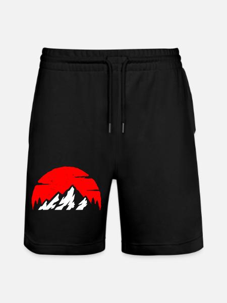 Crimson Peaks at Dusk - Stanley/Stella Trainer Unisex Organic Jogging Shorts - black