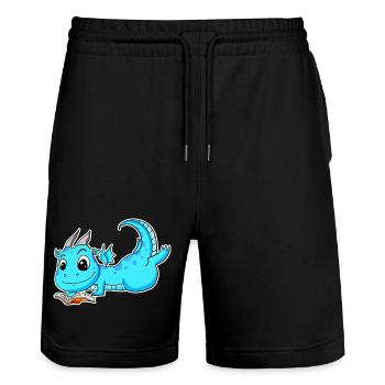 Drache Buch Lesen - Stanley/Stella Unisex Bio Joggingshorts Trainer  - Schwarz - Vorne - Nik (191cm) & Marisol (170cm)