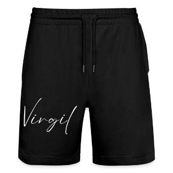 Virgil Name T-Shirt Gift for Men - Stanley/Stella Trainer Unisex Organic Jogging Shorts - black - Front - Nik (191cm) & Marisol (170cm)