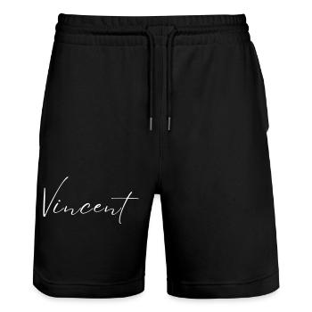 Vincent Name T-Shirt Gift for Men - Stanley/Stella Trainer Unisex Organic Jogging Shorts - black - Front - Nik (191cm) & Marisol (170cm)