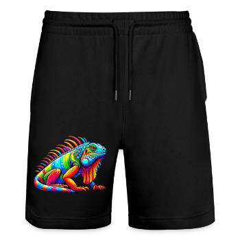 Leguan - Stanley/Stella Unisex Bio Joggingshorts Trainer  - Schwarz - Vorne - Nik (191cm) & Marisol (170cm)