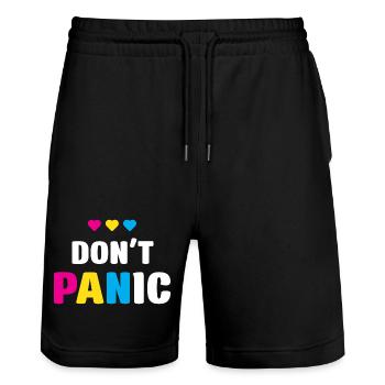 LGBT Pride Month - Don't Panic - Stanley/Stella Trainer Unisex Organic Jogging Shorts - black - Front - Nik (191cm) & Marisol (170cm)
