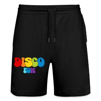 Disco Fox - Stanley/Stella Trainer Unisex Organic Jogging Shorts - black - Front - Nik (191cm) & Marisol (170cm)