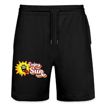 Enjoy the sun / Summer feeling / Retro-Look - Stanley/Stella Unisex Bio Joggingshorts Trainer  - Schwarz - Vorne - Nik (191cm) & Marisol (170cm)