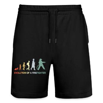 Évolution des pompiers - Short de jogging bio TRAINER Stanley/Stella unisexe - noir - Devant - Nik (191cm) & Marisol (170cm)