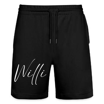 Willi Name T-Shirt Geschenk Für Männer - Stanley/Stella Unisex Bio Joggingshorts Trainer  - Schwarz - Vorne - Nik (191cm) & Marisol (170cm)