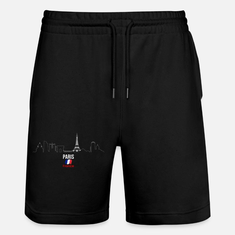 Paris Skyline Line Art - Stanley/Stella Trainer Unisex Organic Jogging Shorts - black