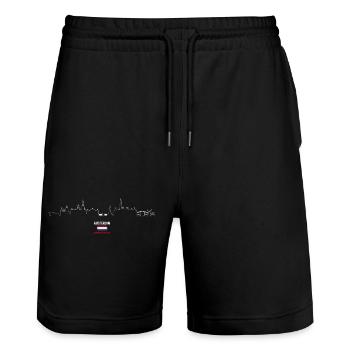 Skyline Amsterdam Herzschlag - Stanley/Stella Unisex Bio Joggingshorts Trainer  - Schwarz - Vorne - Nik (191cm) & Marisol (170cm)