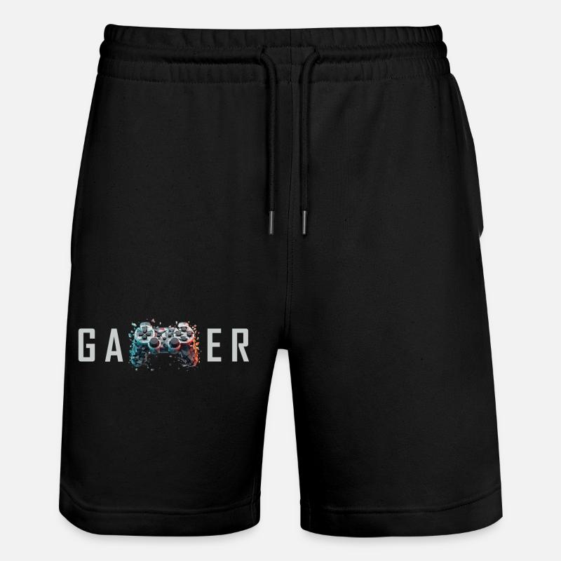 Gamer Schriftzug 3D Controller Nerd Geschenk - Stanley/Stella Unisex Bio Joggingshorts Trainer  - Schwarz