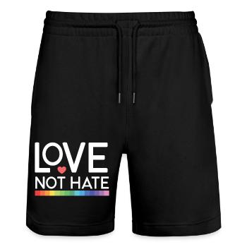 LGBT Pride Month - Liebe statt Hass - Stanley/Stella Unisex Bio Joggingshorts Trainer  - Schwarz - Vorne - Nik (191cm) & Marisol (170cm)