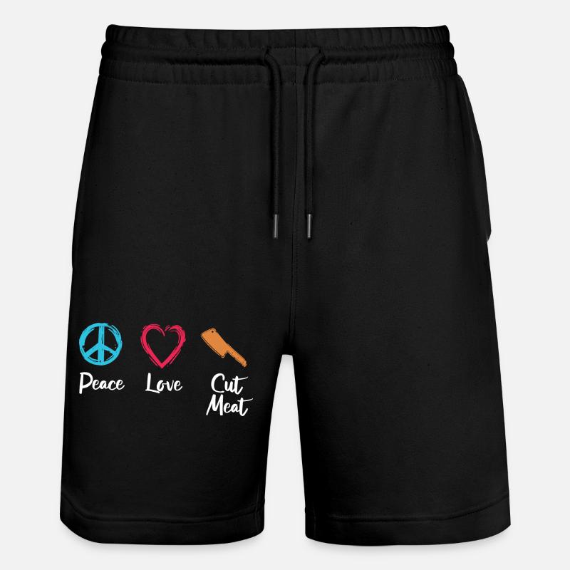 Frieden Liebe Fleisch schneiden - Stanley/Stella Unisex Bio Joggingshorts Trainer  - Schwarz