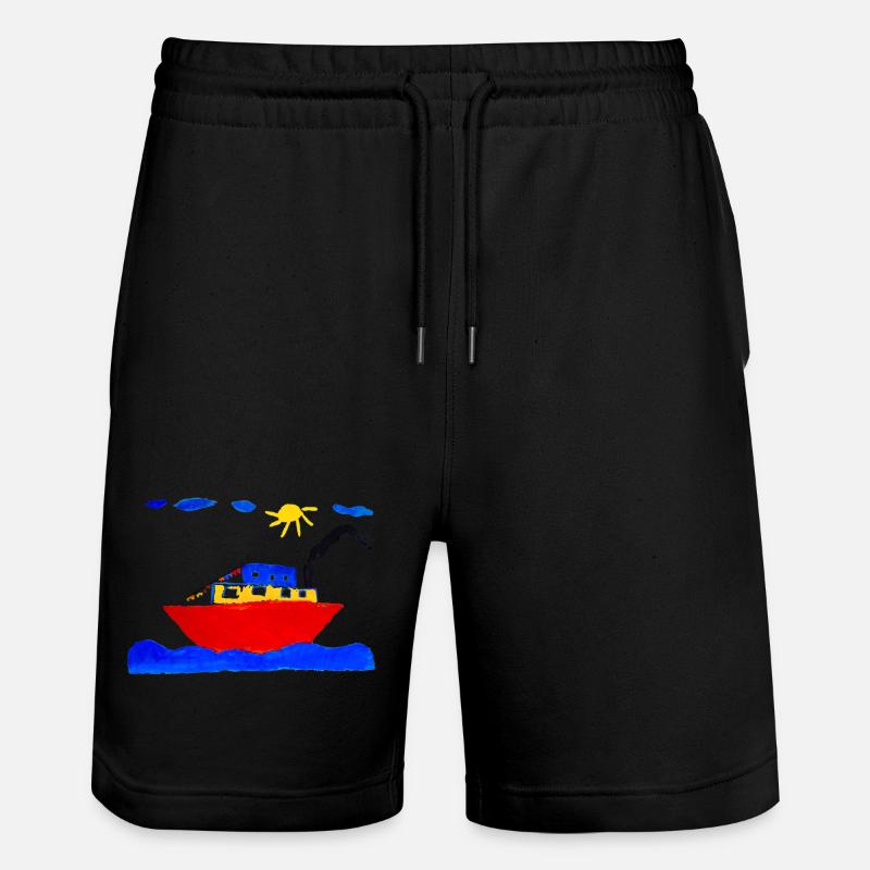 Feriendampfer - Stanley/Stella Unisex Bio Joggingshorts Trainer  - Schwarz