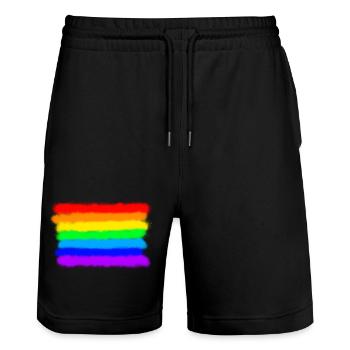 Pride Rainbow Colours / RGB Graffiti-Spraypaint - Stanley/Stella Unisex Bio Joggingshorts Trainer  - Schwarz - Vorne - Nik (191cm) & Marisol (170cm)