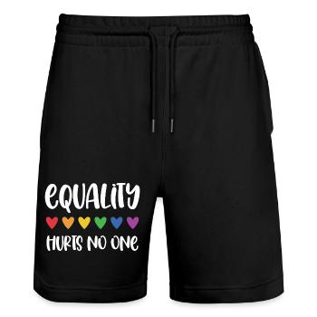 Mois de la fierté LGBT - L’égalité ne fait de mal à personne - Short de jogging bio TRAINER Stanley/Stella unisexe - noir - Devant - Nik (191cm) & Marisol (170cm)