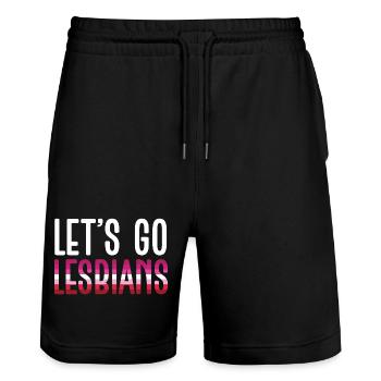 LGBT Pride Month - Let's Go Lesbian - Stanley/Stella Unisex Bio Joggingshorts Trainer  - Schwarz - Vorne - Nik (191cm) & Marisol (170cm)