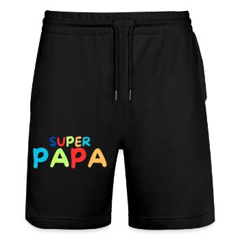 Super papa - Short de jogging bio TRAINER Stanley/Stella unisexe - noir - Devant - Nik (191cm) & Marisol (170cm)