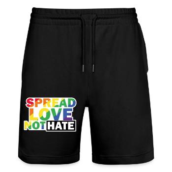 Love not Hate LGBTQ - Stanley/Stella Unisex Bio Joggingshorts Trainer  - Schwarz - Vorne - Nik (191cm) & Marisol (170cm)