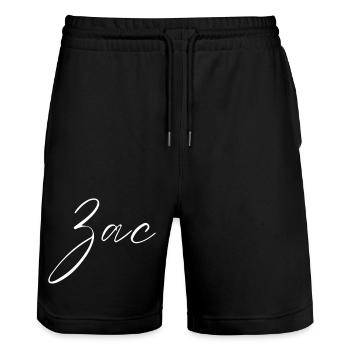 Zac Name T-Shirt Gift For Men - Stanley/Stella Trainer Unisex Organic Jogging Shorts - black - Front - Nik (191cm) & Marisol (170cm)