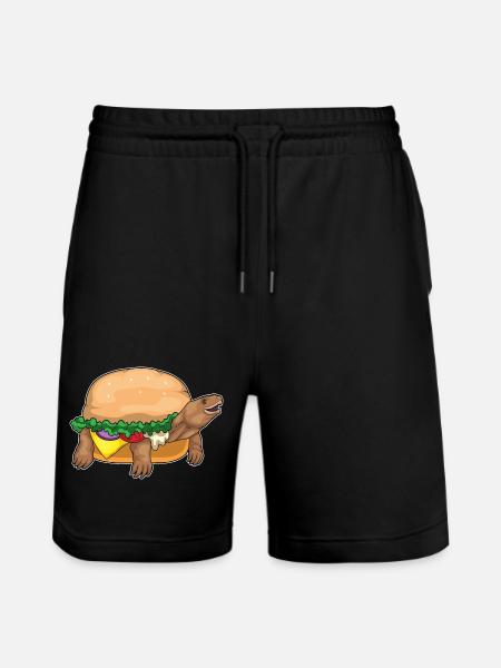 Turtle Cheeseburger - Stanley/Stella Trainer Unisex Organic Jogging Shorts - black
