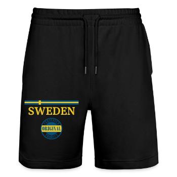 Drapeau de la Suède - Short de jogging bio TRAINER Stanley/Stella unisexe - noir - Devant - Nik (191cm) & Marisol (170cm)