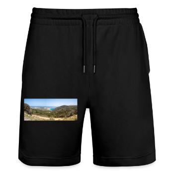 Landscape view of Kefalos Beach Kos Island South - Stanley/Stella Trainer Unisex Organic Jogging Shorts - black - Front - Nik (191cm) & Marisol (170cm)