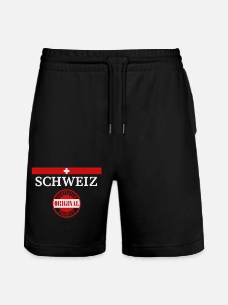 Switzerland Flag - Stanley/Stella Trainer Unisex Organic Jogging Shorts - black