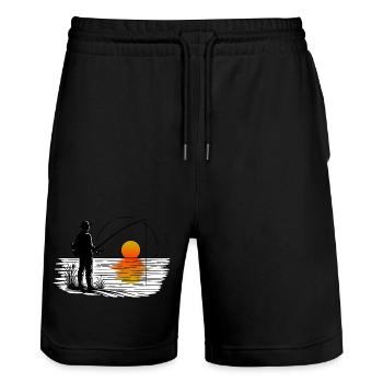 Pêcheur 3 - Short de jogging bio TRAINER Stanley/Stella unisexe - noir - Devant - Nik (191cm) & Marisol (170cm)