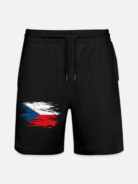 Czech Republic flag used - Stanley/Stella Trainer Unisex Organic Jogging Shorts - black