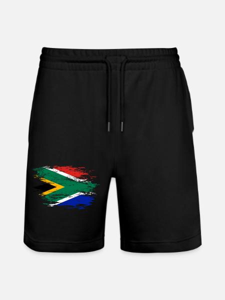 South Africa flag used - Stanley/Stella Trainer Unisex Organic Jogging Shorts - black