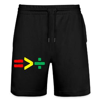 Juneteenth Equality Is Greater Than Division 1865 - Stanley/Stella Trainer Unisex Organic Jogging Shorts - black - Front - Nik (191cm) & Marisol (170cm)