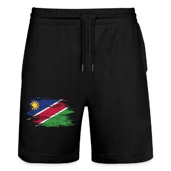 Drapeau de la Namibie utilisé - Short de jogging bio TRAINER Stanley/Stella unisexe - noir - Devant - Nik (191cm) & Marisol (170cm)