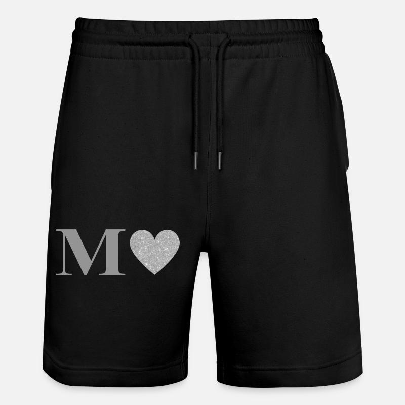 Lettre m cœur argenté - Short de jogging bio TRAINER Stanley/Stella unisexe - noir