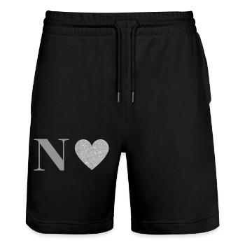 Silberner Buchstabe n Herz - Stanley/Stella Unisex Bio Joggingshorts Trainer  - Schwarz - Vorne - Nik (191cm) & Marisol (170cm)