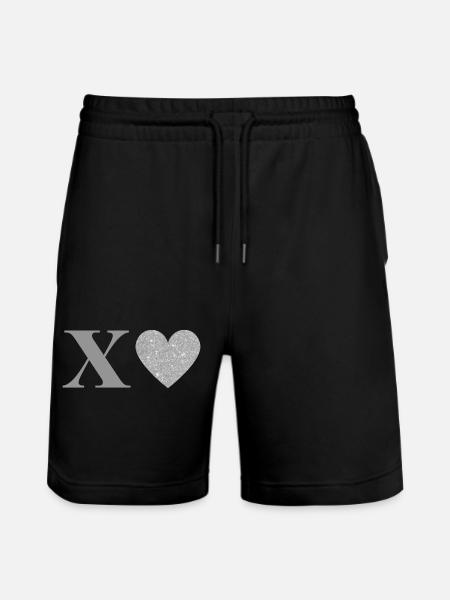 Letter x silver heart - Stanley/Stella Trainer Unisex Organic Jogging Shorts - black