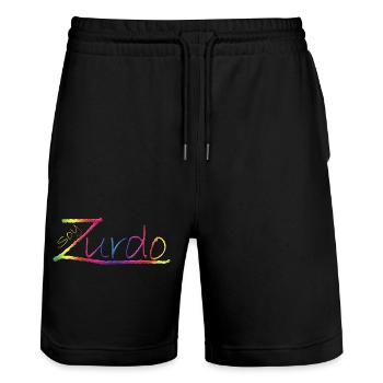 Ich bin Linkshänder - Stanley/Stella Unisex Bio Joggingshorts Trainer  - Schwarz - Vorne - Nik (191cm) & Marisol (170cm)