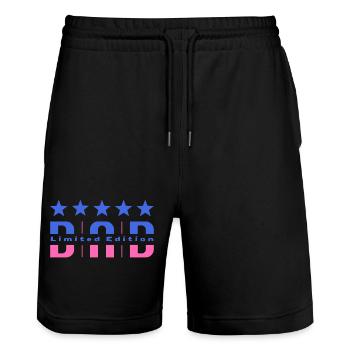 Papa Limited Edition - Stanley/Stella Unisex Bio Joggingshorts Trainer  - Schwarz - Vorne - Nik (191cm) & Marisol (170cm)