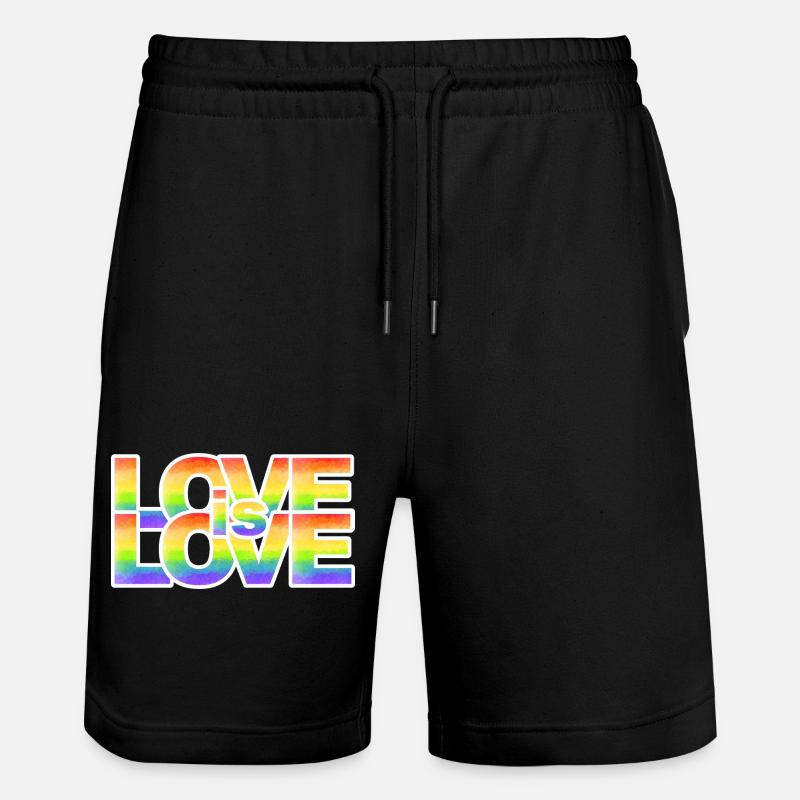Regenbogen Liebe Schriftzug - Stanley/Stella Unisex Bio Joggingshorts Trainer  - Schwarz