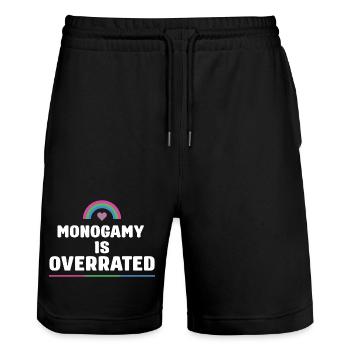 LGBTQ Pride Month - Monogamy is Overrated - Stanley/Stella Trainer Unisex Organic Jogging Shorts - black - Front - Nik (191cm) & Marisol (170cm)