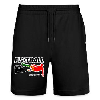 Fußball Fieber Portugal - Stanley/Stella Unisex Bio Joggingshorts Trainer  - Schwarz - Vorne - Nik (191cm) & Marisol (170cm)
